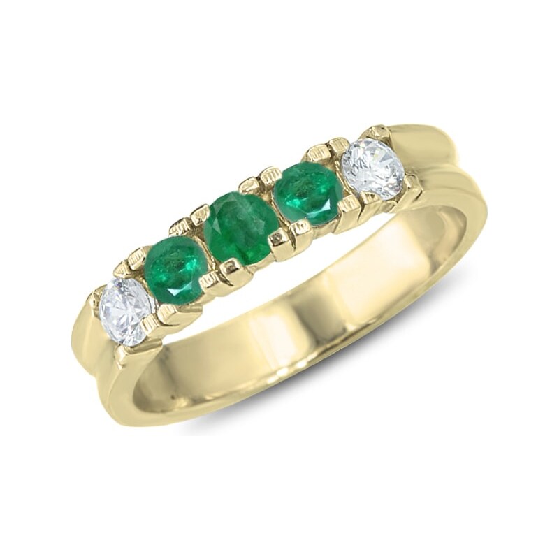 Zlatý prsten se smaragdy a diamanty KLENOTA kln1333