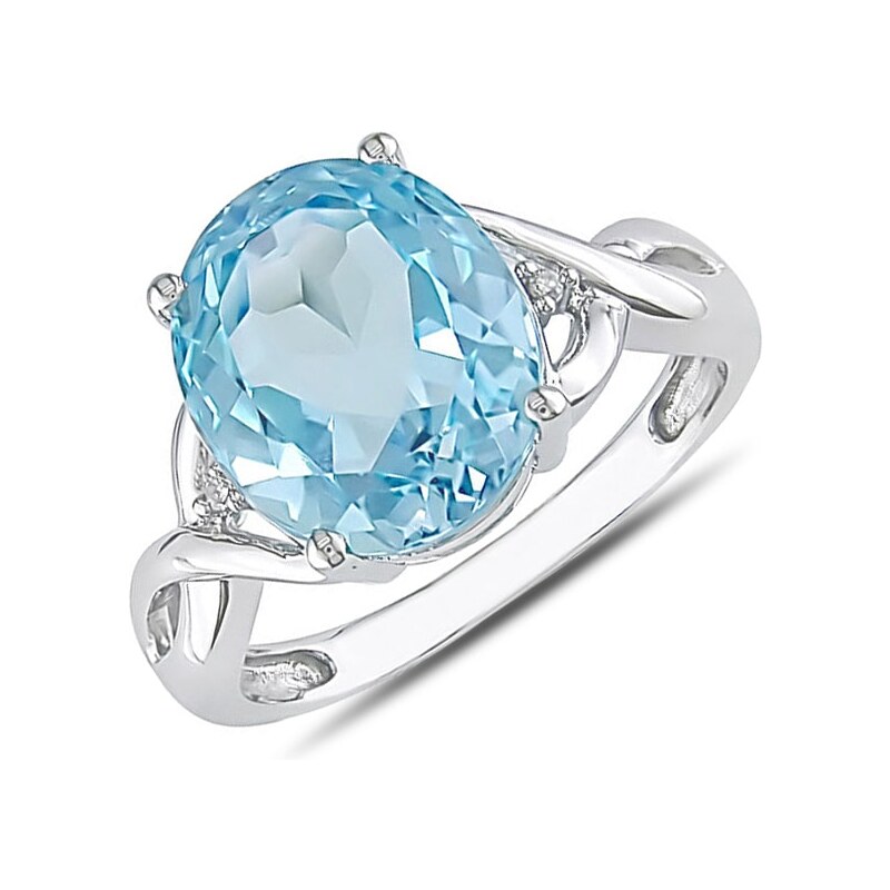 Stříbrný prsten s topazem a diamanty KLENOTA