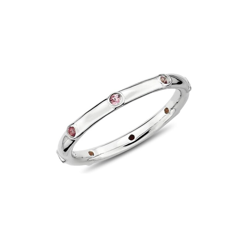 Elegantní stříbrný prsten s růžovými turmalíny KLENOTA