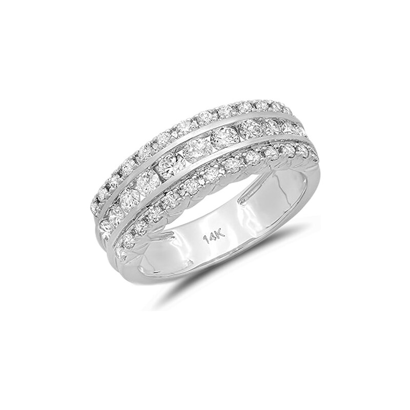 Výroční prsten z bílého zlata s diamanty KLENOTA