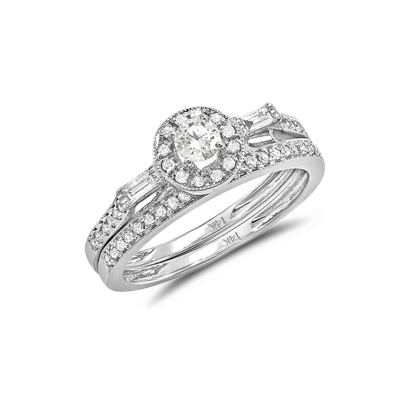 Zásnubní prsten a snubní set s diamanty KLENOTA
