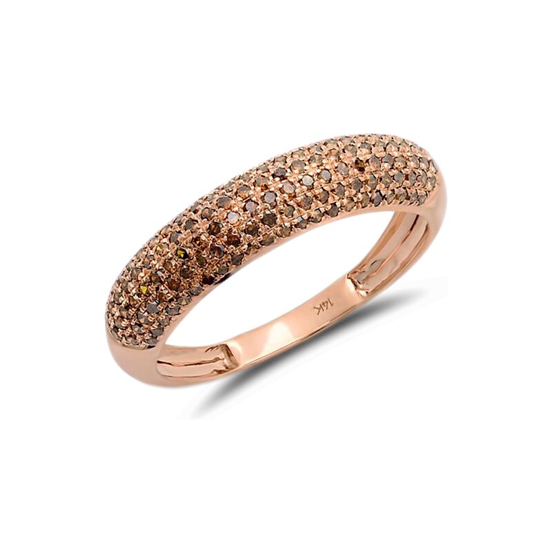 Výrazný snubní prsten z růžového zlata s diamanty KLENOTA je2493