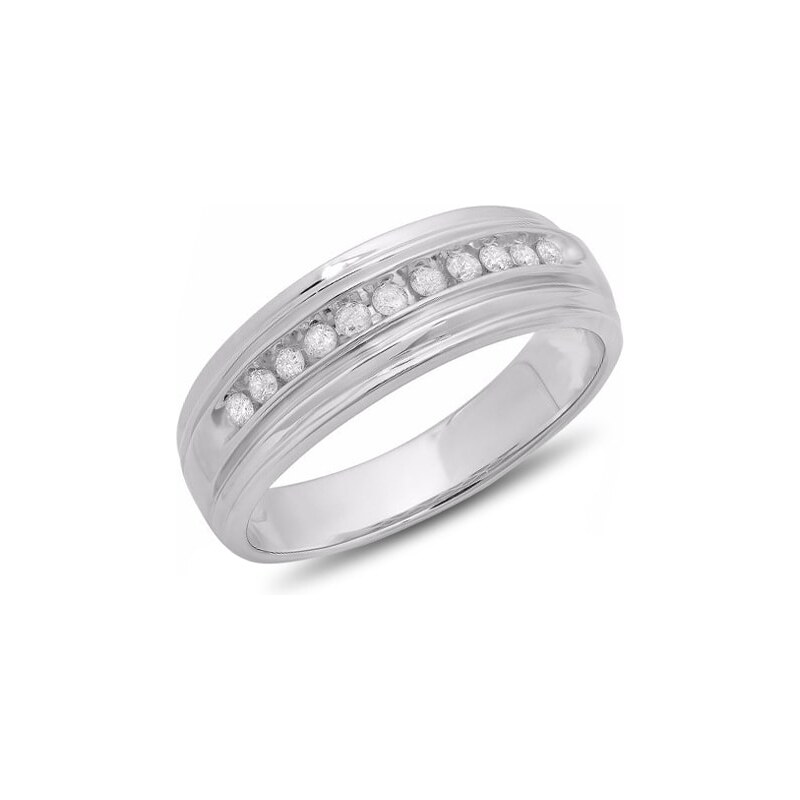 Pánský stříbrný výroční prsten s diamanty KLENOTA