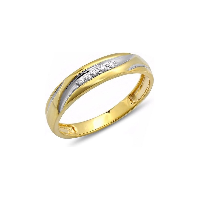 Pozlacený pánský prsten s diamanty KLENOTA