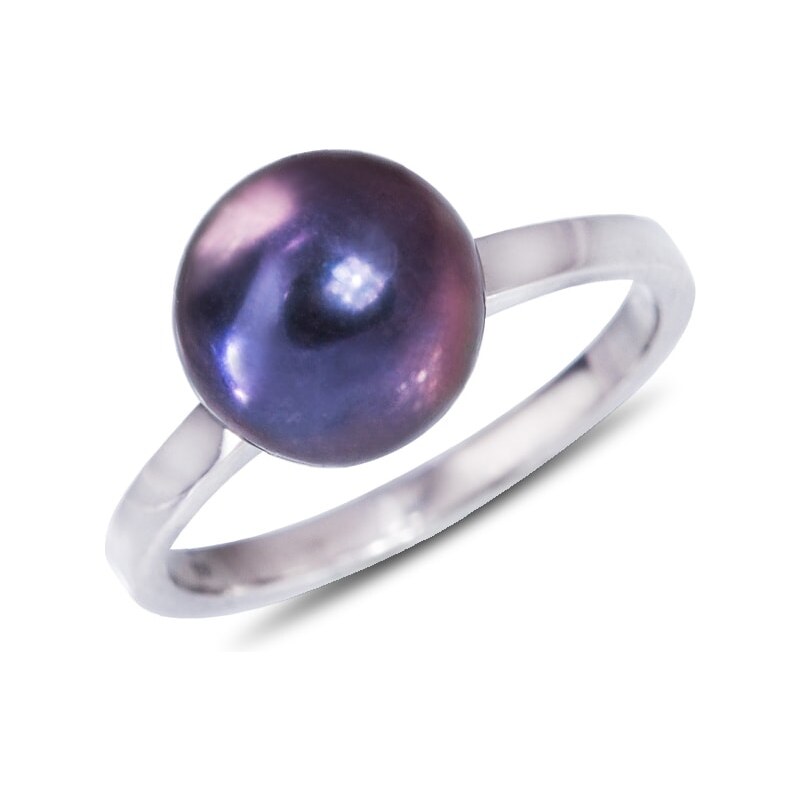 Zlatý prsten s tmavou sladkovodní perlou KLENOTA kln5154w