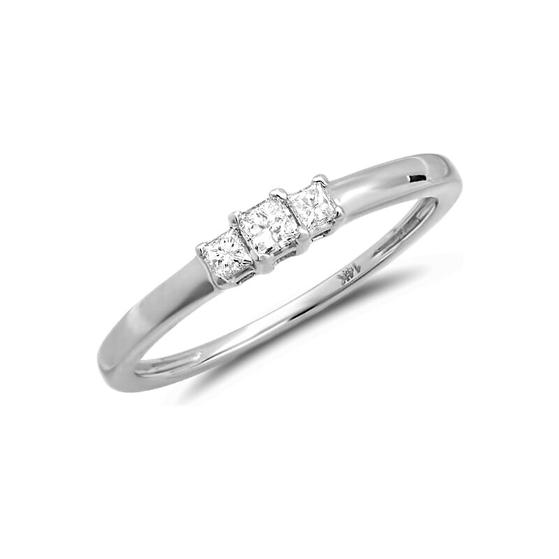 Zásnubní prsten z bílého zlata s diamanty KLENOTA je2085