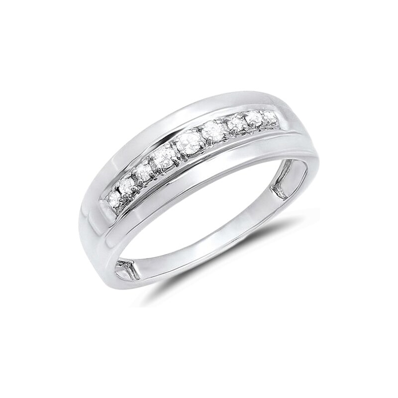 Pánský prsten s diamanty z bílého zlata KLENOTA je2918
