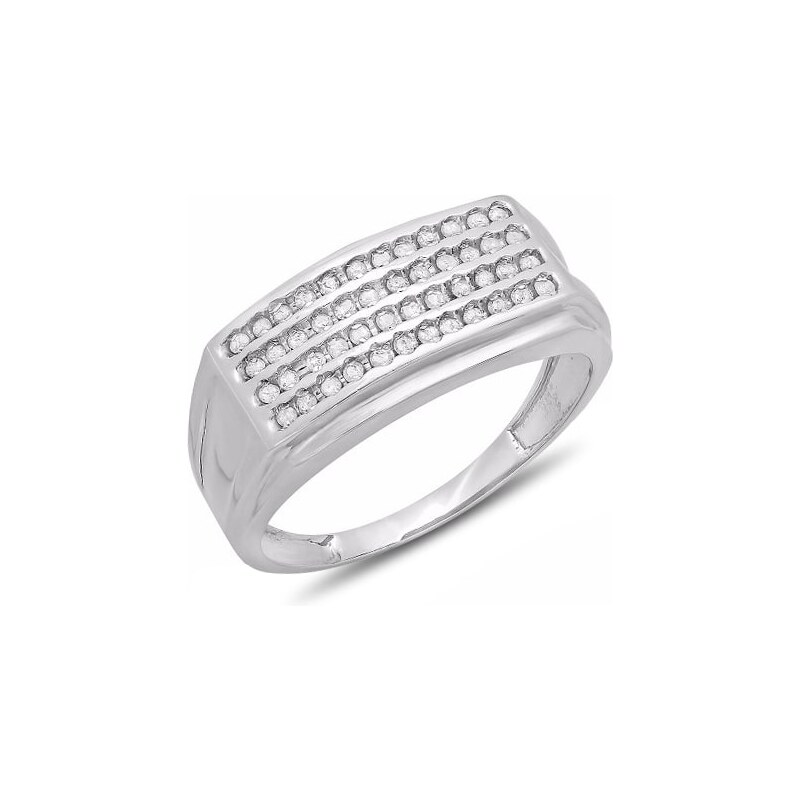 Pánský stříbrný prsten s diamanty KLENOTA