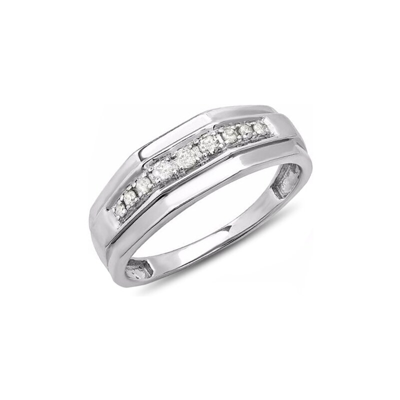 Stříbrný pánský snubní prsten s diamanty KLENOTA