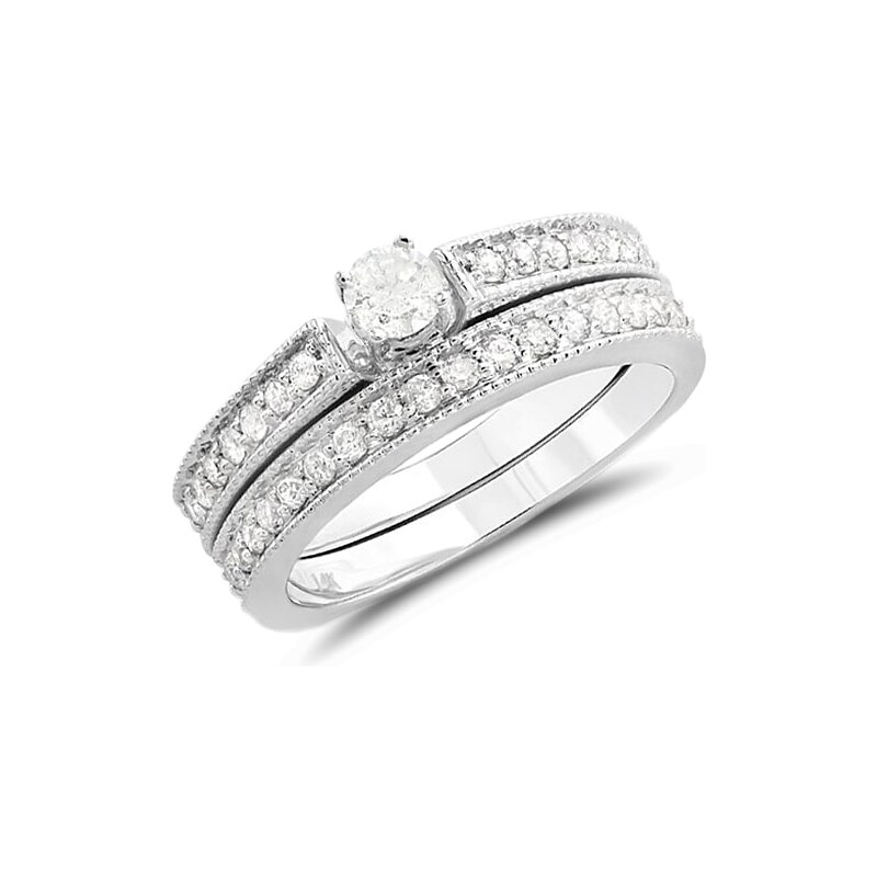Snubní a zásnubní zlatý prsten s diamanty KLENOTA je2120