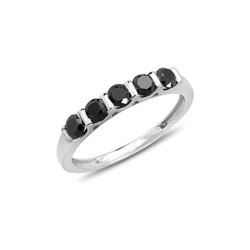 Výroční snubní prsten s černými diamanty KLENOTA sil3150