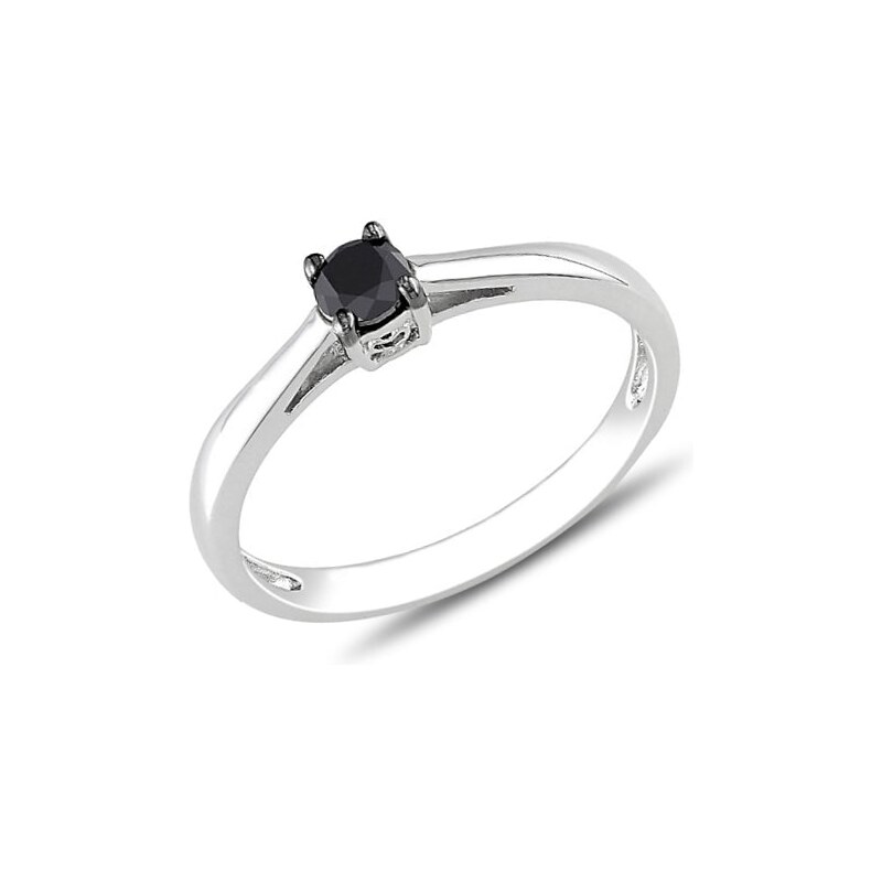 Stříbrný prsten s černým diamantem KLENOTA sil3430