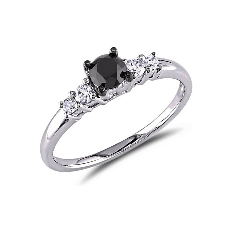 Zásnubní prsten s brilianty černé a bílé barvy KLENOTA je3062