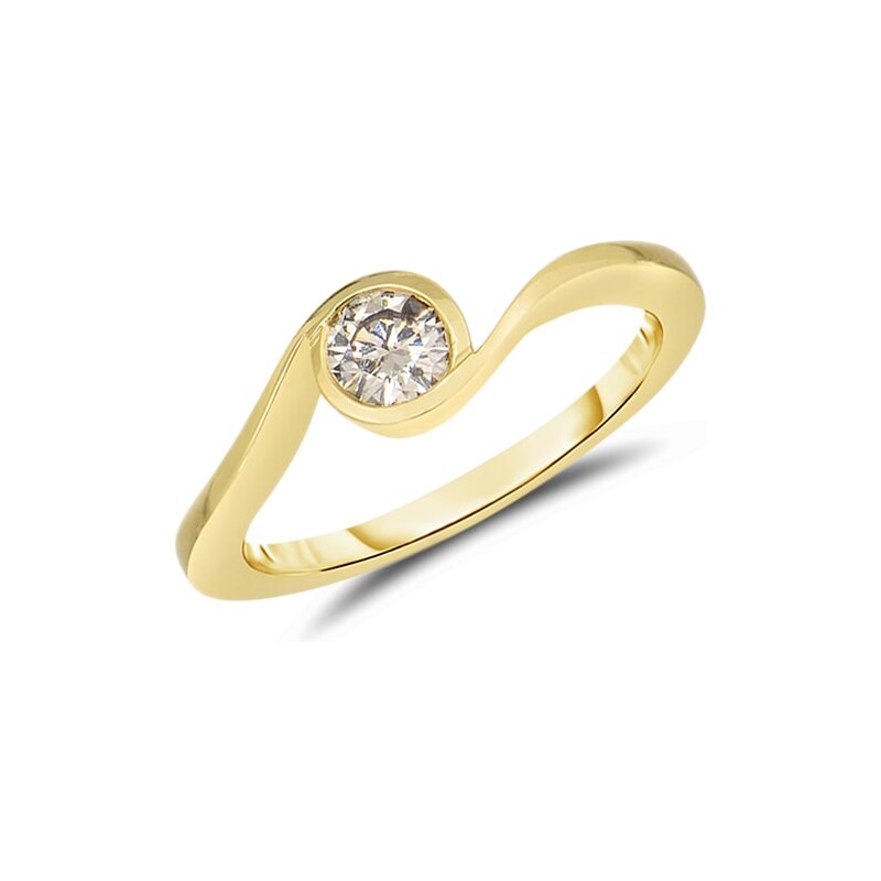 Zlatý zásnubní prsten s briliantem KLENOTA je3214