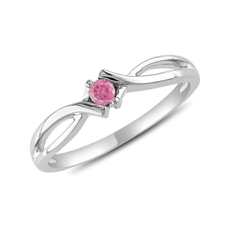 Stříbrný prsten s růžovým briliantem KLENOTA sil6635