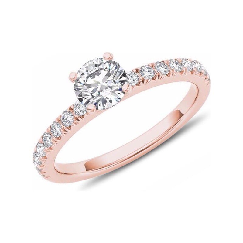 Zásnubní prsten z růžového zlata s diamanty KLENOTA wed181