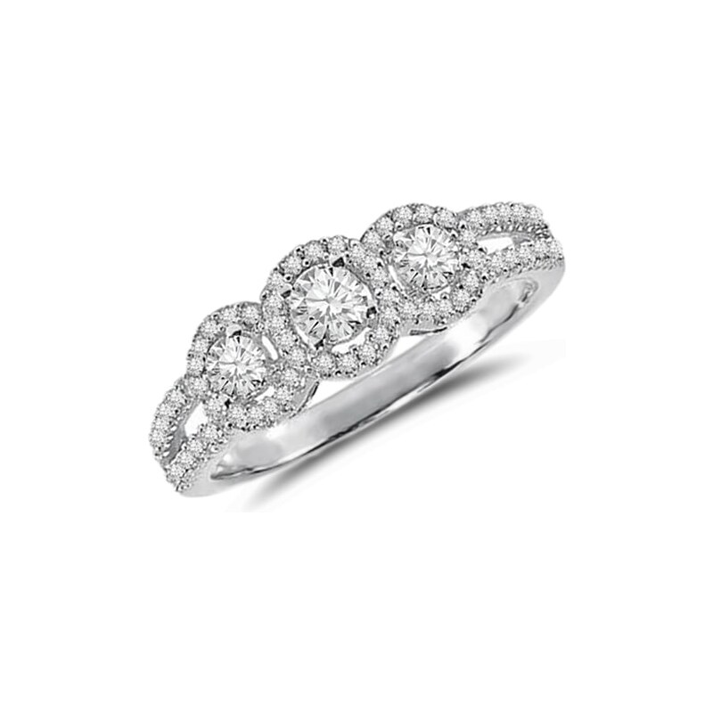 Diamantový zásnubní prsten z bílého zlata KLENOTA