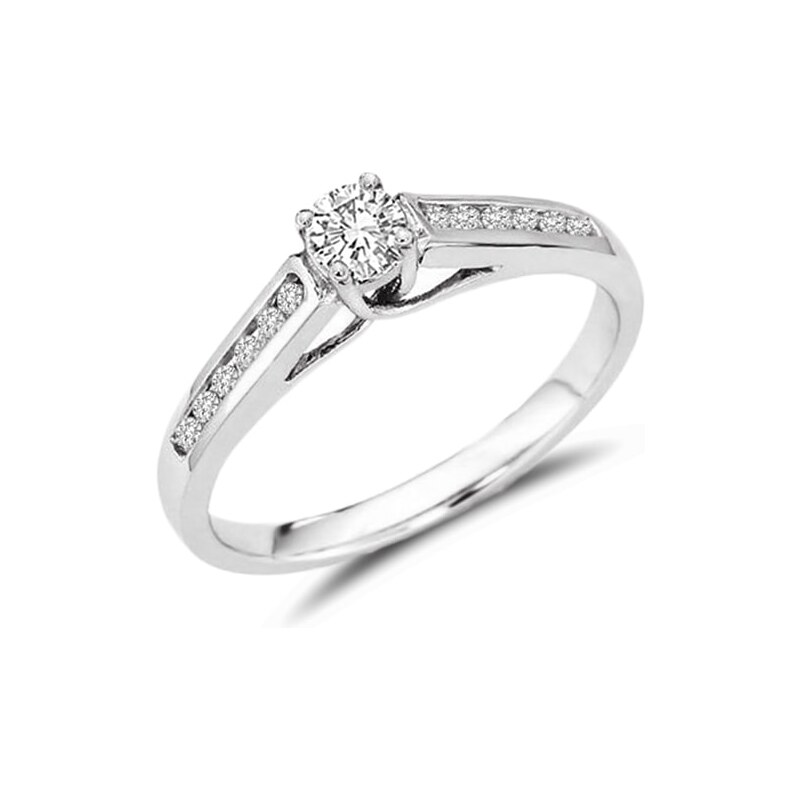 Zásnubní zlatý prsten s diamanty KLENOTA je2259