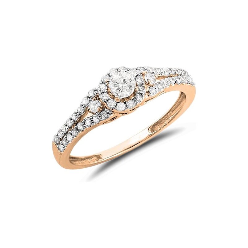 Zásnubní prsten z růžového zlata s diamanty KLENOTA je2728