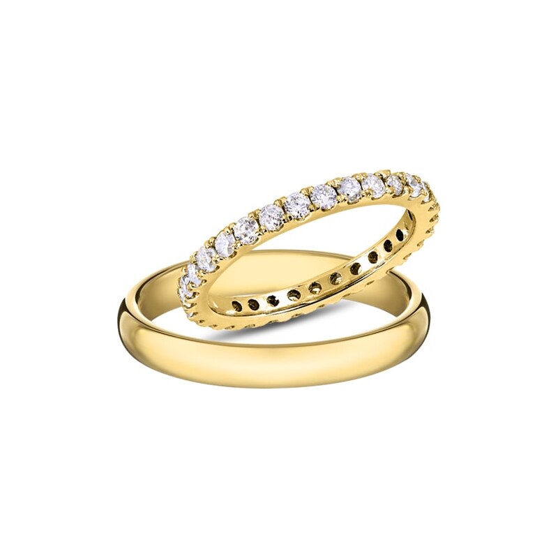 Snubní prsteny ve žlutém zlatě s diamanty KLENOTA kln7008