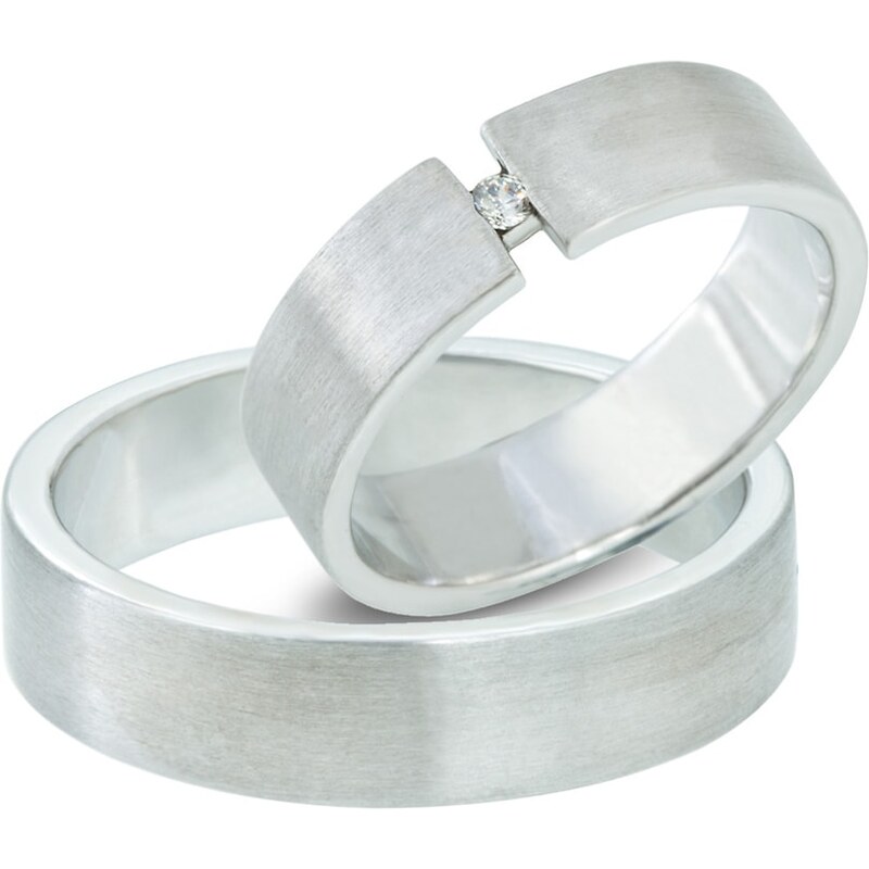 Snubní prsteny z bílého zlata s diamantem KLENOTA kln7050