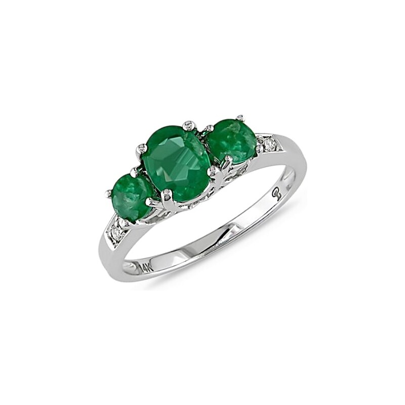 Smaragdový prsten z bílého zlata KLENOTA k0003012