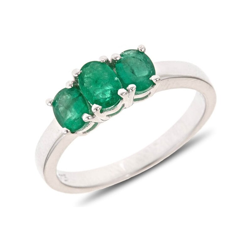Stříbrný prsten se třemi smaragdy KLENOTA sil1843