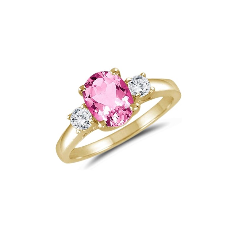 Zlatý prsten s růžovým topazem a diamanty KLENOTA