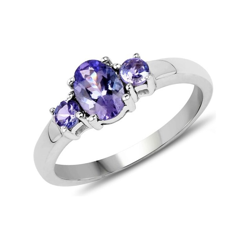 Stříbrný prsten s tanzanity KLENOTA sil6465