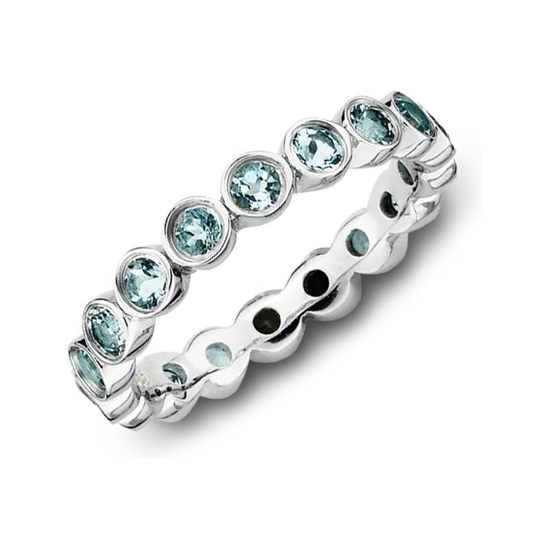 Stříbrný prsten s akvamaríny KLENOTA sil381