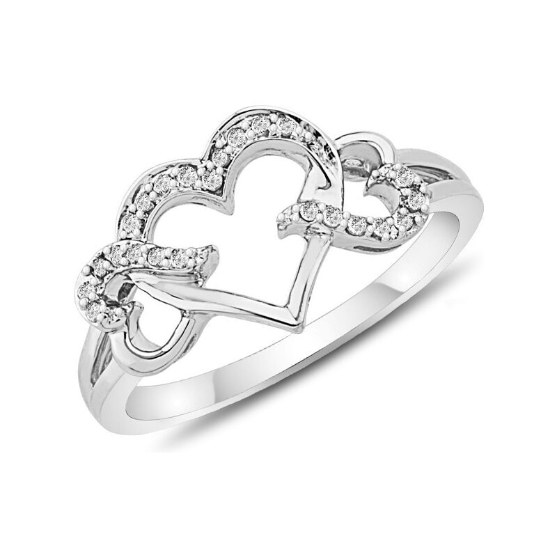 Srdcový prsten s diamanty KLENOTA