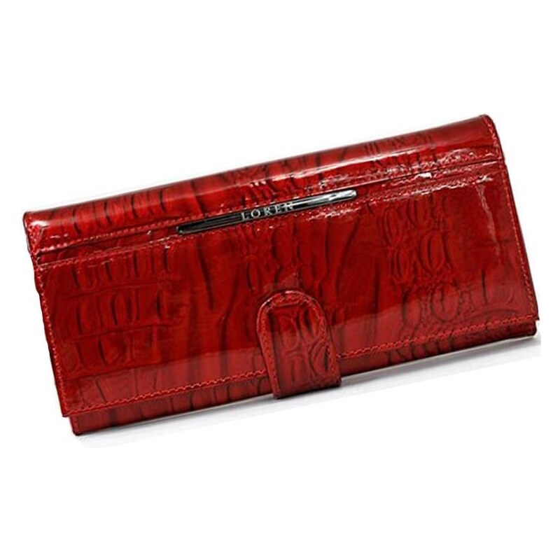 LOREN Praktická a pohodlná červená dámská peněženka v lakovaném designu