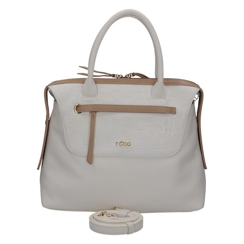 NOBO Rozkošná bílá kabelka v originálním designu s hnědými vložkami