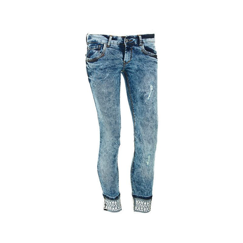 Terranova Marble-effect jeans with pearls