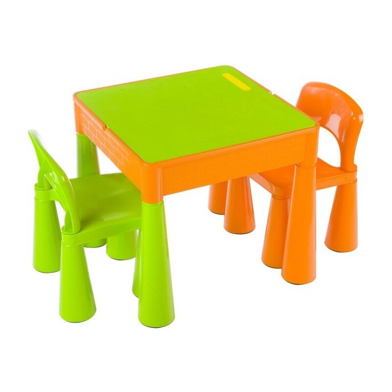 TEGA BABY TEGA Sada nábytku pro děti - stoleček a 2 židličky - oranž/zelená  - GLAMI.cz