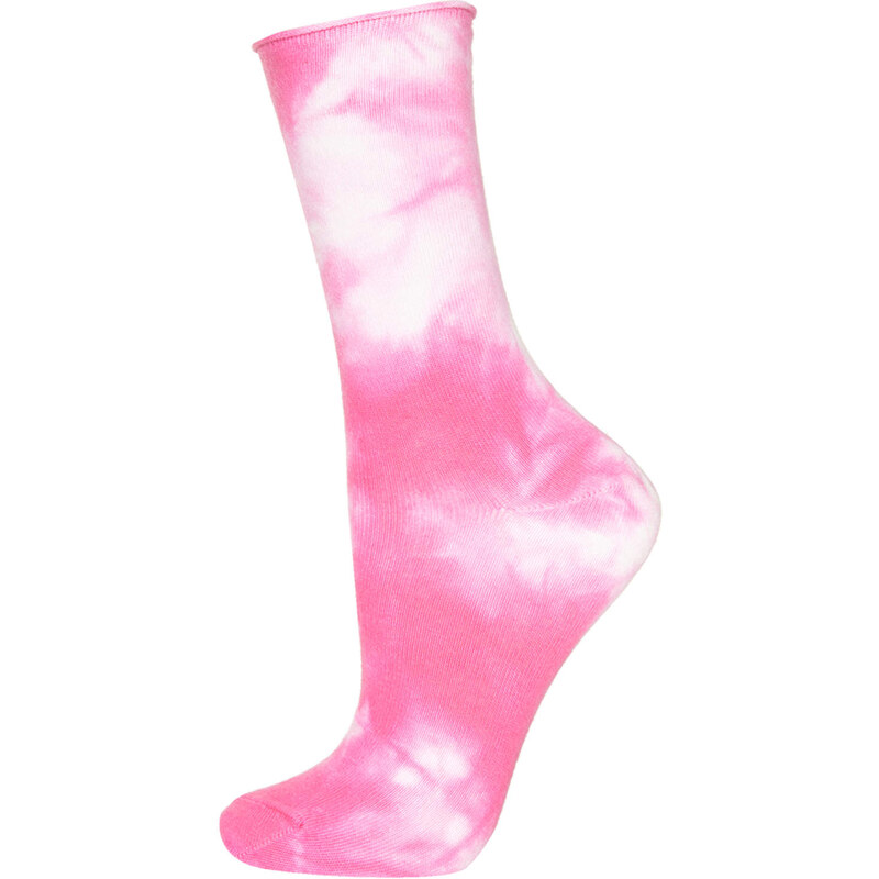 Topshop Pink Roll Top Tie Dye Socks