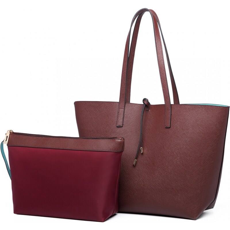 Miss Lulu Kabelka shopper oboustranná Coffee/Turquoise 65057544