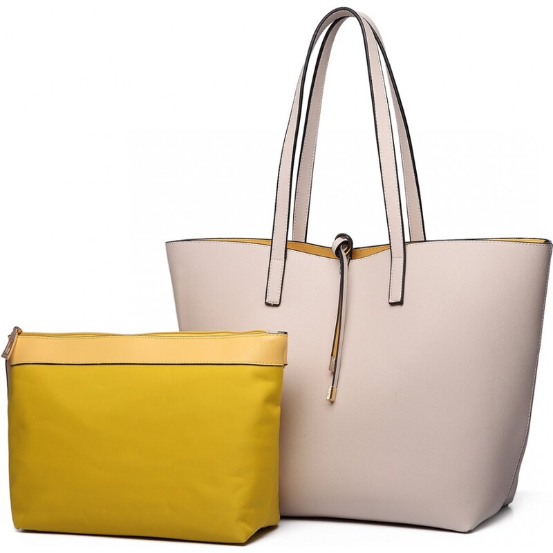 Miss Lulu Kabelka shopper oboustranná Beige/Yellow 65057543