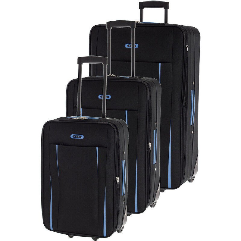 Cestovní kufry set 3ks D&N S,M,L 9300-01 černá
