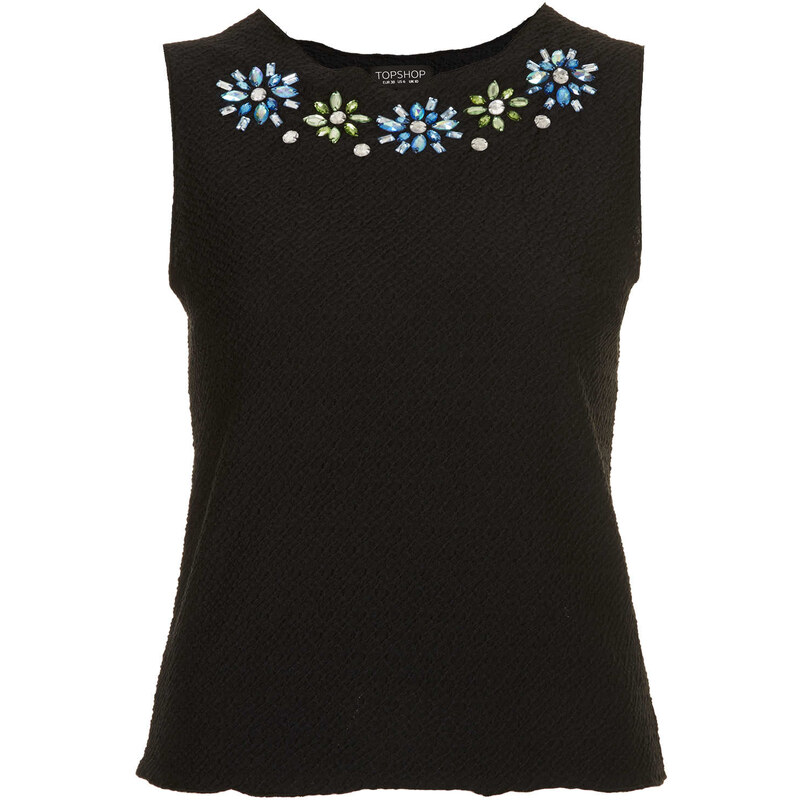 Topshop Embellished Textured Shell Top