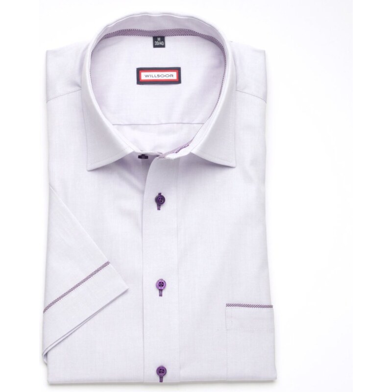 Willsoor Pánská slim fit košile 6613 s krátkým rukávem ve fialkové barvě