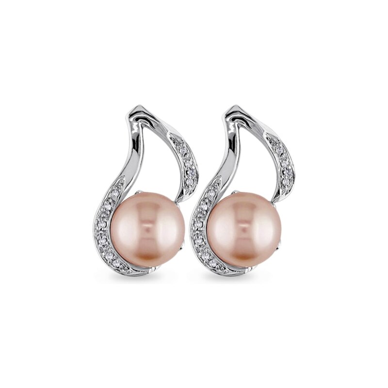Stříbrné náušnice s perlou a diamanty KLENOTA sil6367