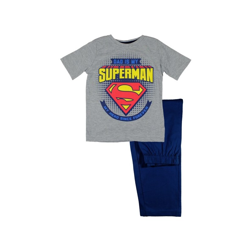 E plus M Chlapecké pyžamo Superman - šedo-modré