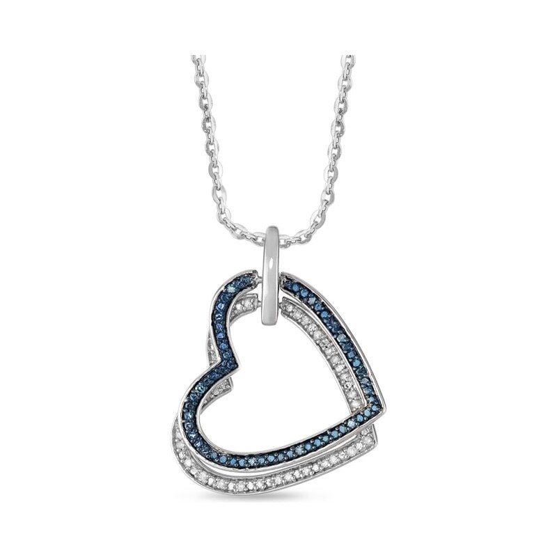 Přívěsek stříbrná srdce s diamanty KLENOTA sil6337