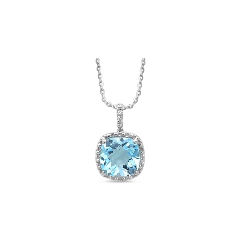 Stříbrný přívěsek s modrým topazem a diamanty KLENOTA sil3438