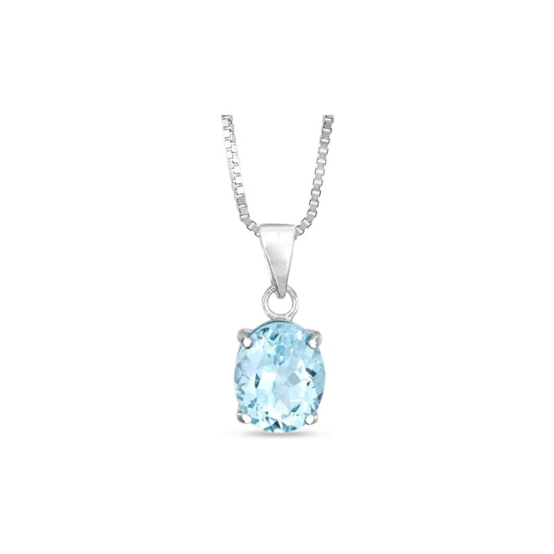 Stříbrný náhrdelník s modrým topazem KLENOTA sil2650