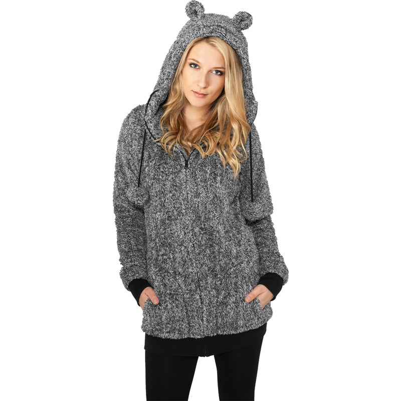 URBAN CLASSICS Ladies Melange Teddy Zip Hoody