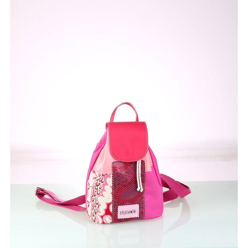 Dámský batoh z plátna Kbas růžový vzor patchwork