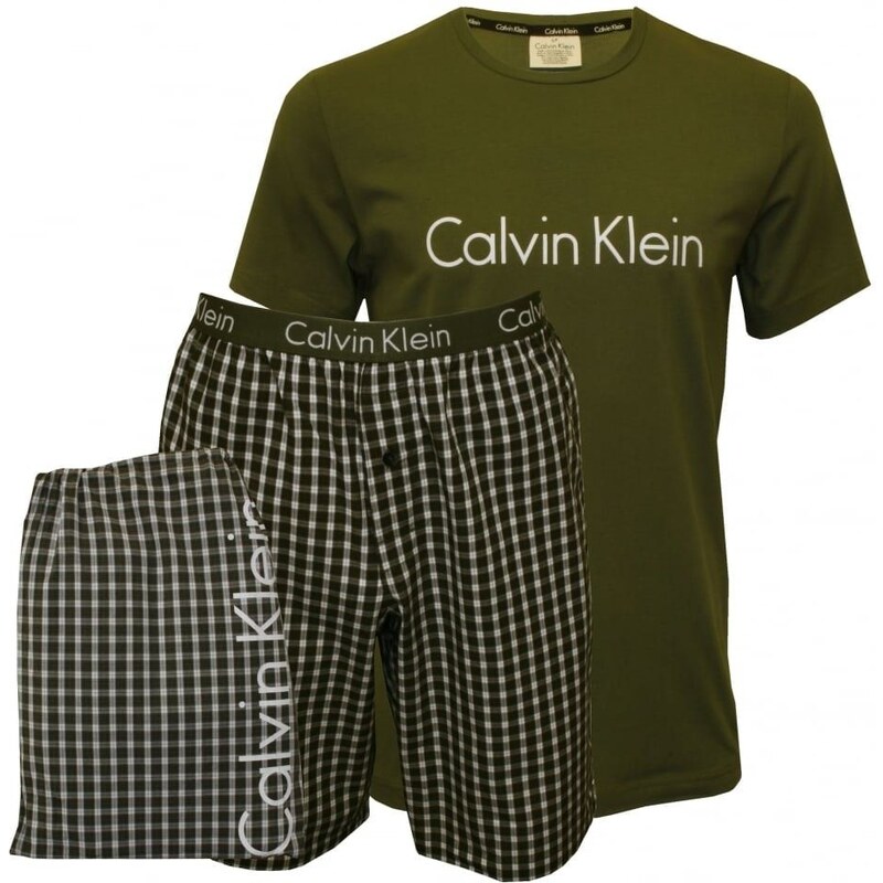 Pánské pyžamo CALVIN KLEIN NM1159E khaki - GLAMI.cz