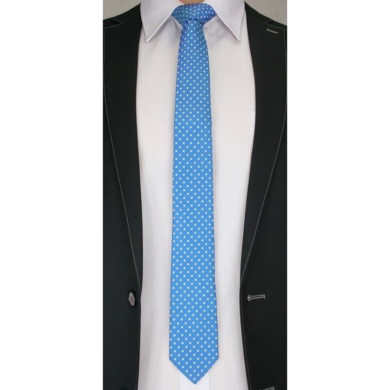 Buďchlap Modrá kravata s puntíkovaným vzorem
